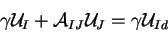 \begin{displaymath}\gamma {\cal U}_I + {\cal A}_{IJ} {\cal U}_J = \gamma {\cal U}_{Id}
\end{displaymath}