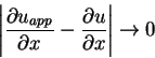\begin{displaymath}\left\vert\frac{\partial u_{app}}{\partial x} - \frac{\partial u}{\partial x}\right\vert \rightarrow 0 \end{displaymath}