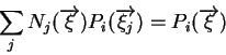 \begin{displaymath}\sum_j N_j (\overrightarrow{\xi}) P_i (\overrightarrow{\xi_j}) = P_i (\overrightarrow{\xi}) \end{displaymath}